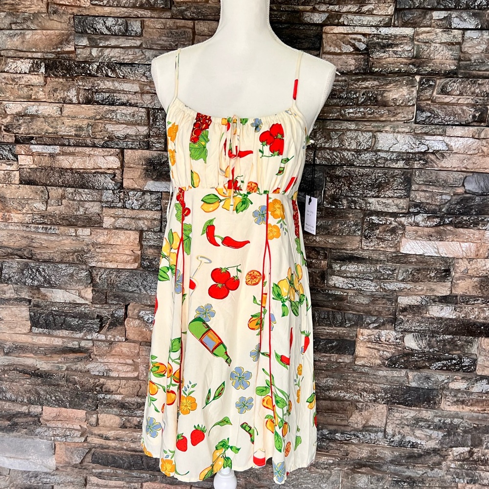 Japna Cream Sundress with Fruit & Floral Print - Picture 5 of 11